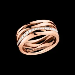 Anello, oro rosso 18k, diamanti