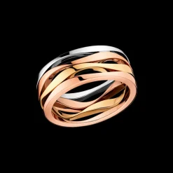 Anello, oro rosso 18k, oro bianco 18k, oro giallo 18k