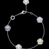 Bracciale, oro bianco 18k, angelite, calcedonio, giada, opale