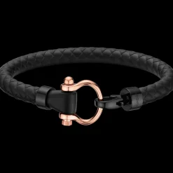 Bracciale, oro rosso 18k, caucciù, acciaio inossidabile