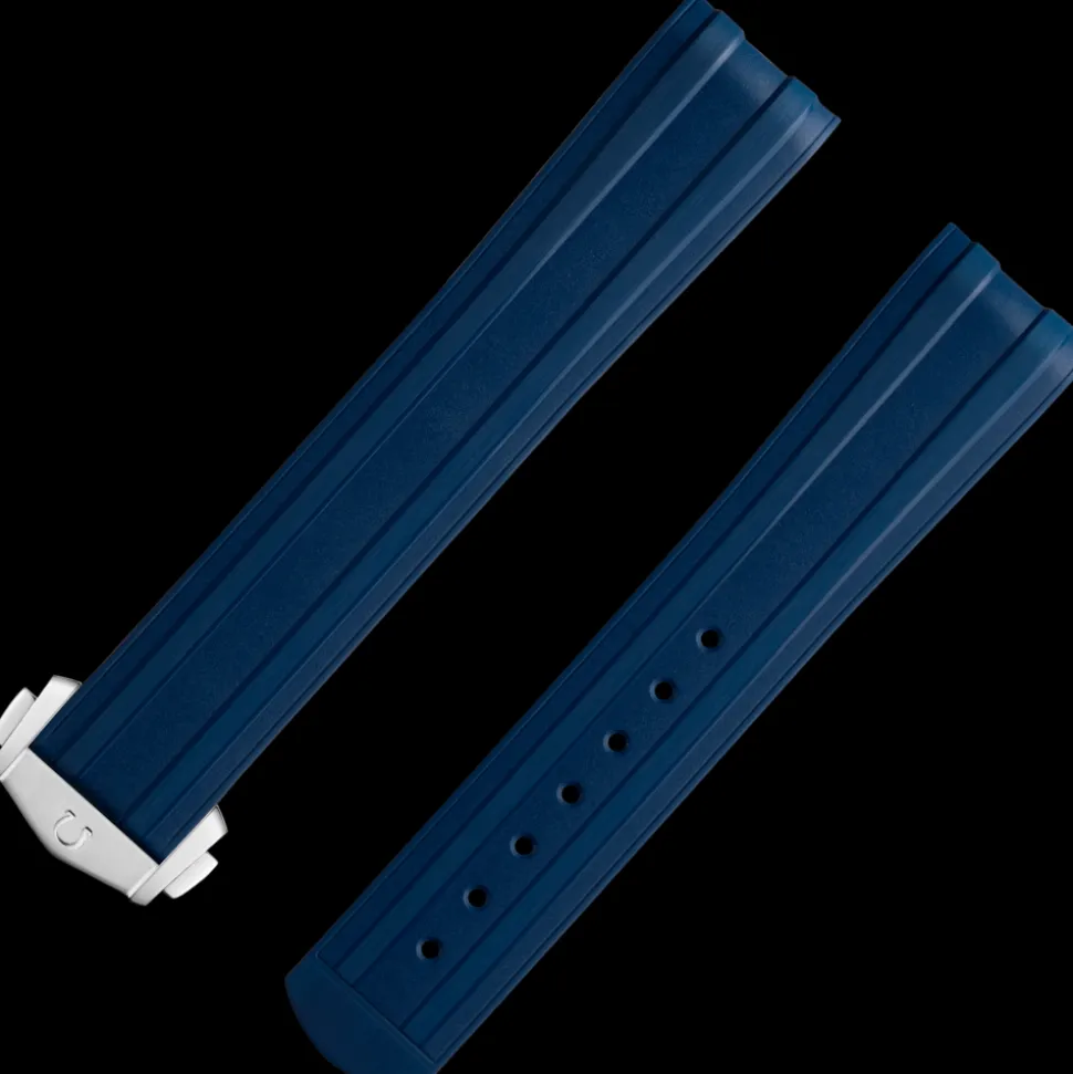 Cinturino in caucciù blu con fibbia déployante per il Seamaster Diver 300M