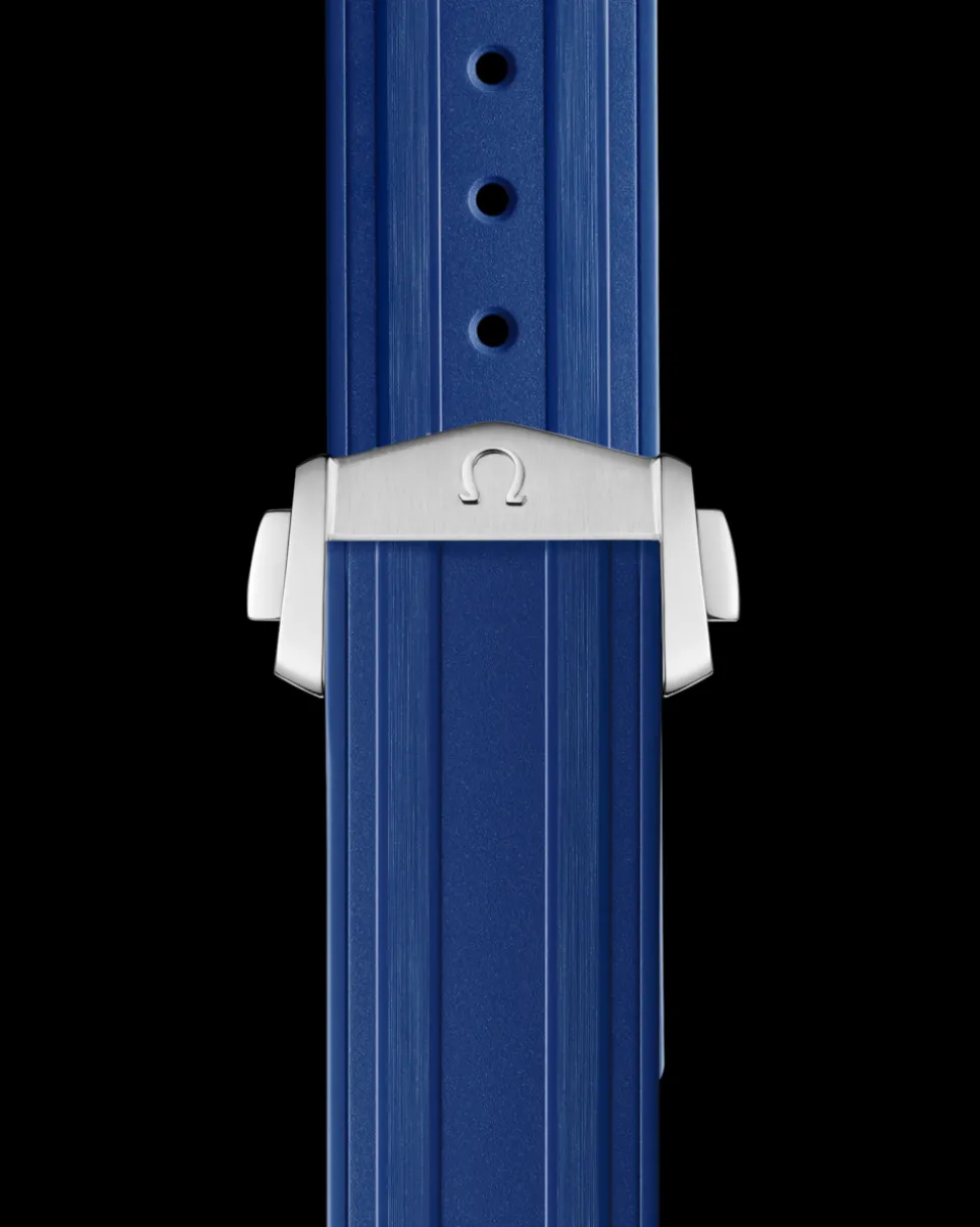 Cinturino in caucciù blu con fibbia déployante per il Seamaster Diver 300M