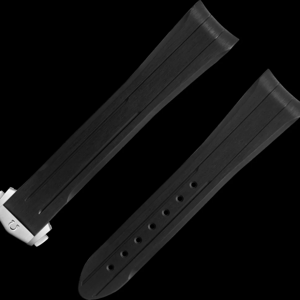 Cinturino in caucciù nero con fibbia déployante per lo Speedmaster Moonwatch