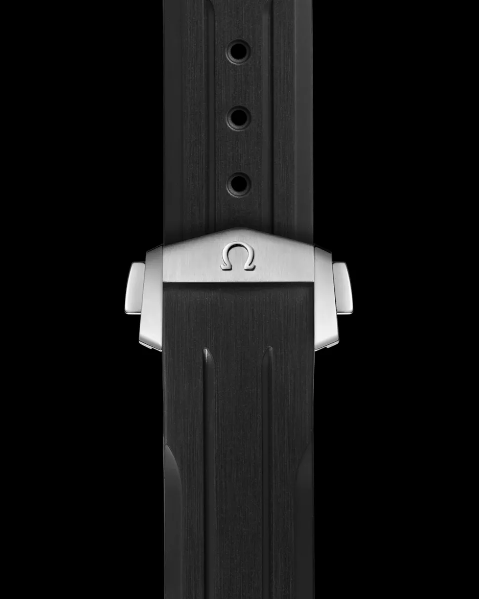 Cinturino in caucciù nero con fibbia déployante per lo Speedmaster Moonwatch