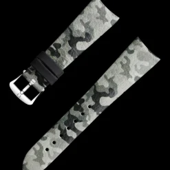 Cinturino in pelle camouflage grigia con fibbia ad ardiglione
