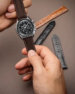 Cinturino in pelle marrone con fibbia ad ardiglione