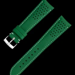 Cinturino in pelle verde con fibbia ad ardiglione