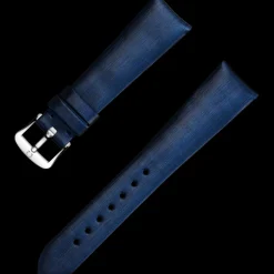 Cinturino in satin tecnico blu con fibbia ad ardiglione