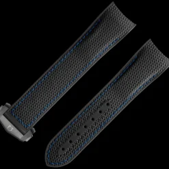 Cinturino nero in caucciù con fibbia déployante per il Seamaster Planet Ocean 600M
