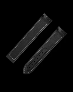 Cinturino nero in caucciù con fibbia déployante per il Seamaster Planet Ocean 600M