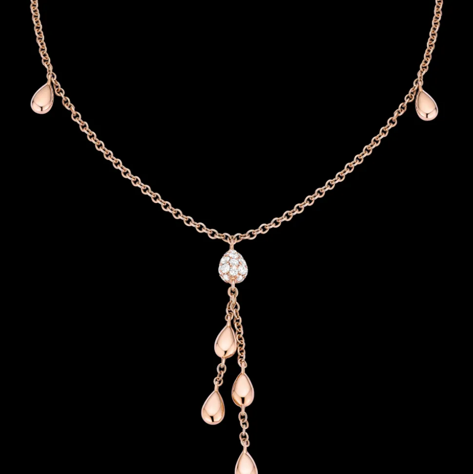 Collier, oro rosso 18k, diamanti