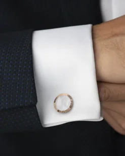 Gemelli, oro rosso 18k, madreperla, acciaio inossidabile