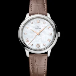 34 mm, acciaio su cinturino di pelle