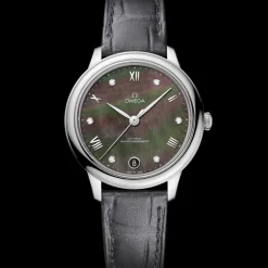 34 mm, acciaio su cinturino di pelle