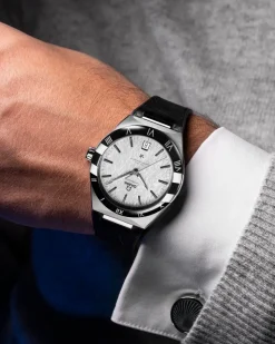 41 mm, acciaio su cinturino di pelle