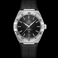 39 mm, acciaio su cinturino di pelle