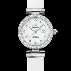 34 mm, acciaio su cinturino di pelle