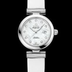 34 mm, acciaio su cinturino di pelle