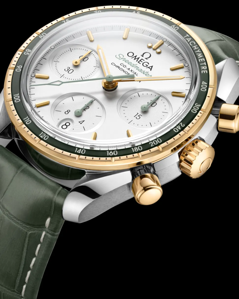 38 mm, acciaio‑oro giallo su cinturino di pelle