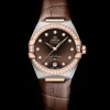 36 mm, acciaio‑oro Sedna™ su cinturino di pelle