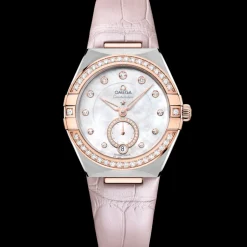 34 mm, acciaio‑oro Sedna™ su cinturino di pelle