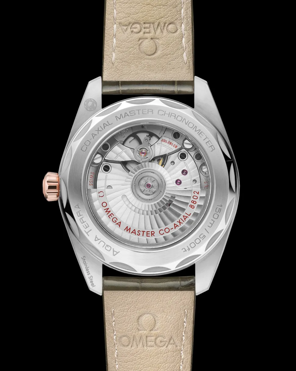 38 mm, acciaio‑oro Sedna™ su cinturino di pelle