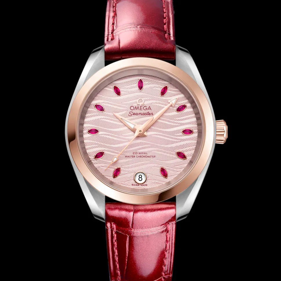 34 mm, acciaio‑oro Sedna™ su cinturino di pelle