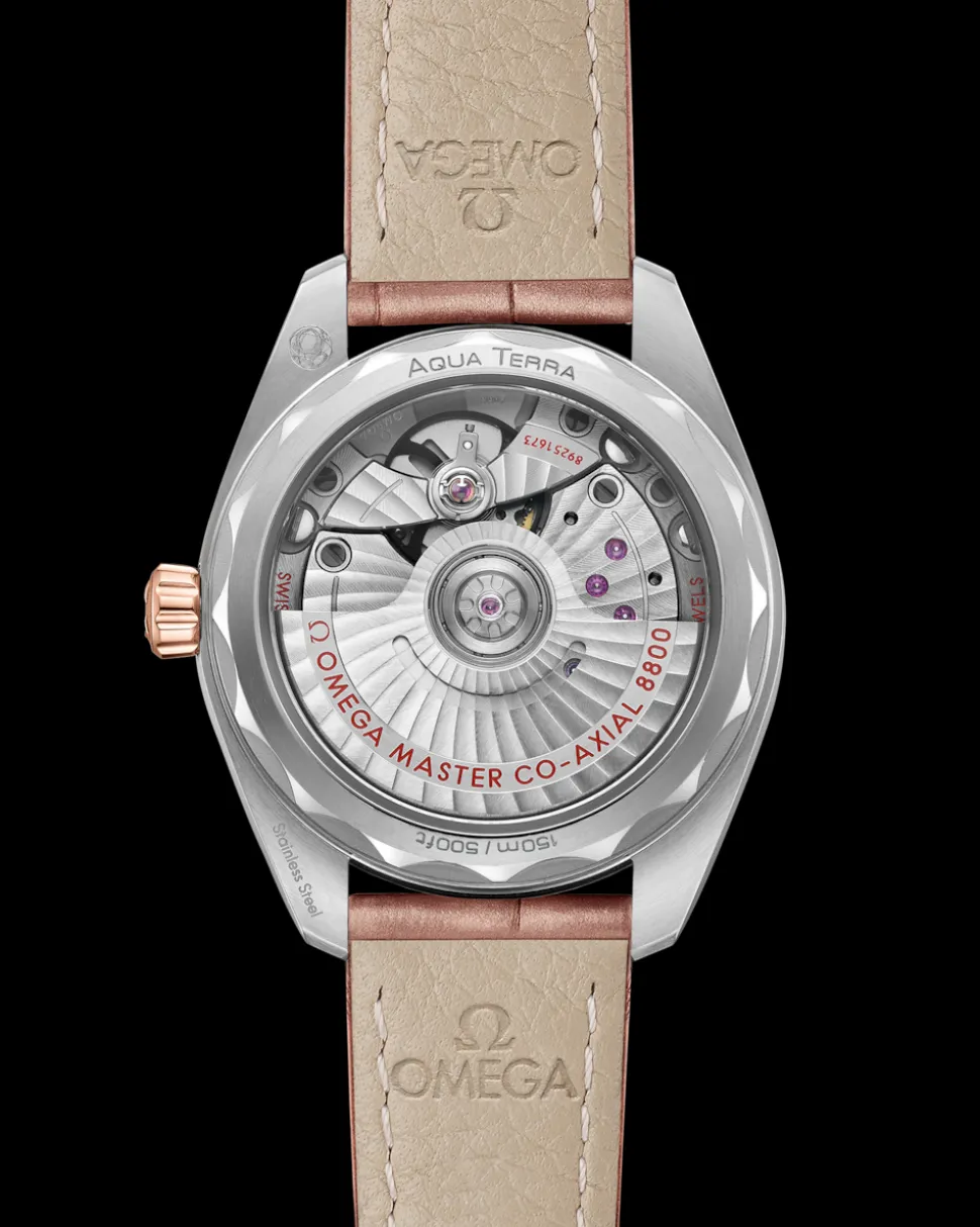 34 mm, acciaio‑oro Sedna™ su cinturino di pelle