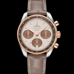 38 mm, acciaio‑oro Sedna™ su cinturino di pelle