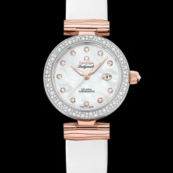34 mm, acciaio‑oro Sedna™ su cinturino di pelle