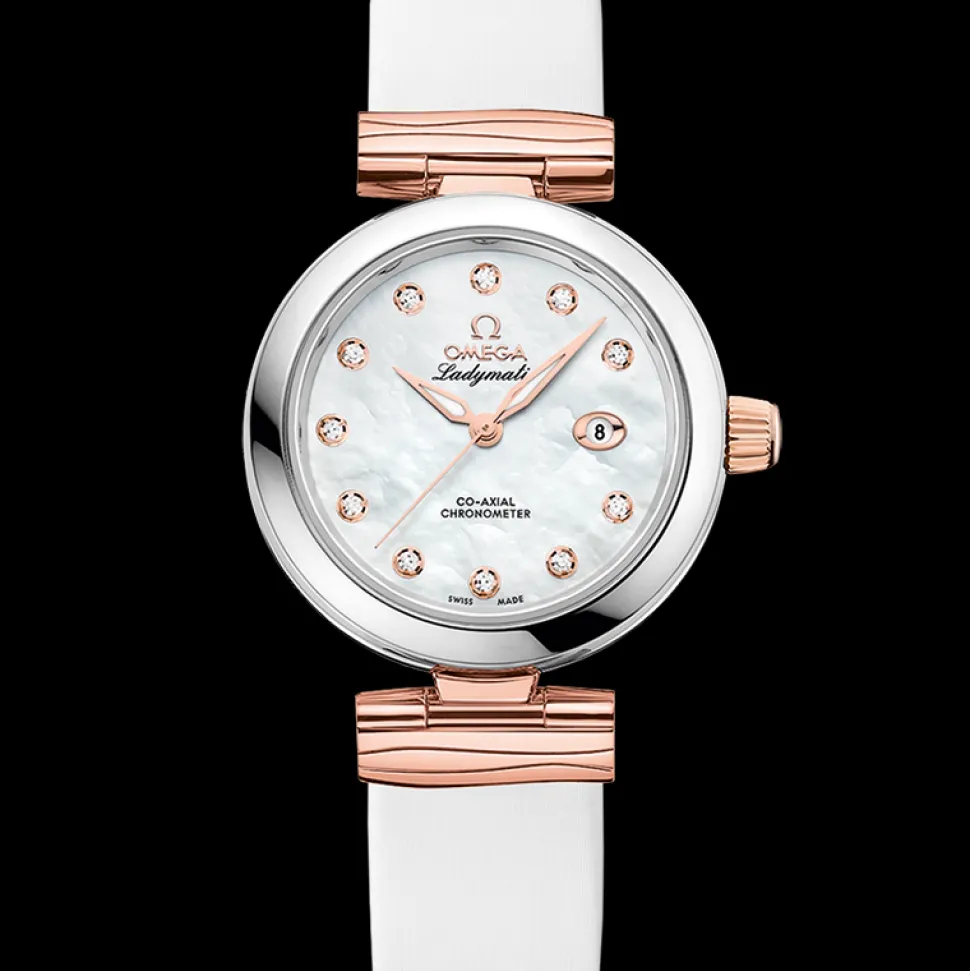 34 mm, acciaio‑oro Sedna™ su cinturino di pelle