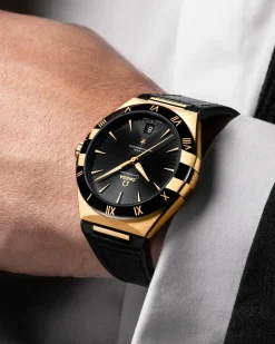 41 mm, oro giallo su cinturino di pelle
