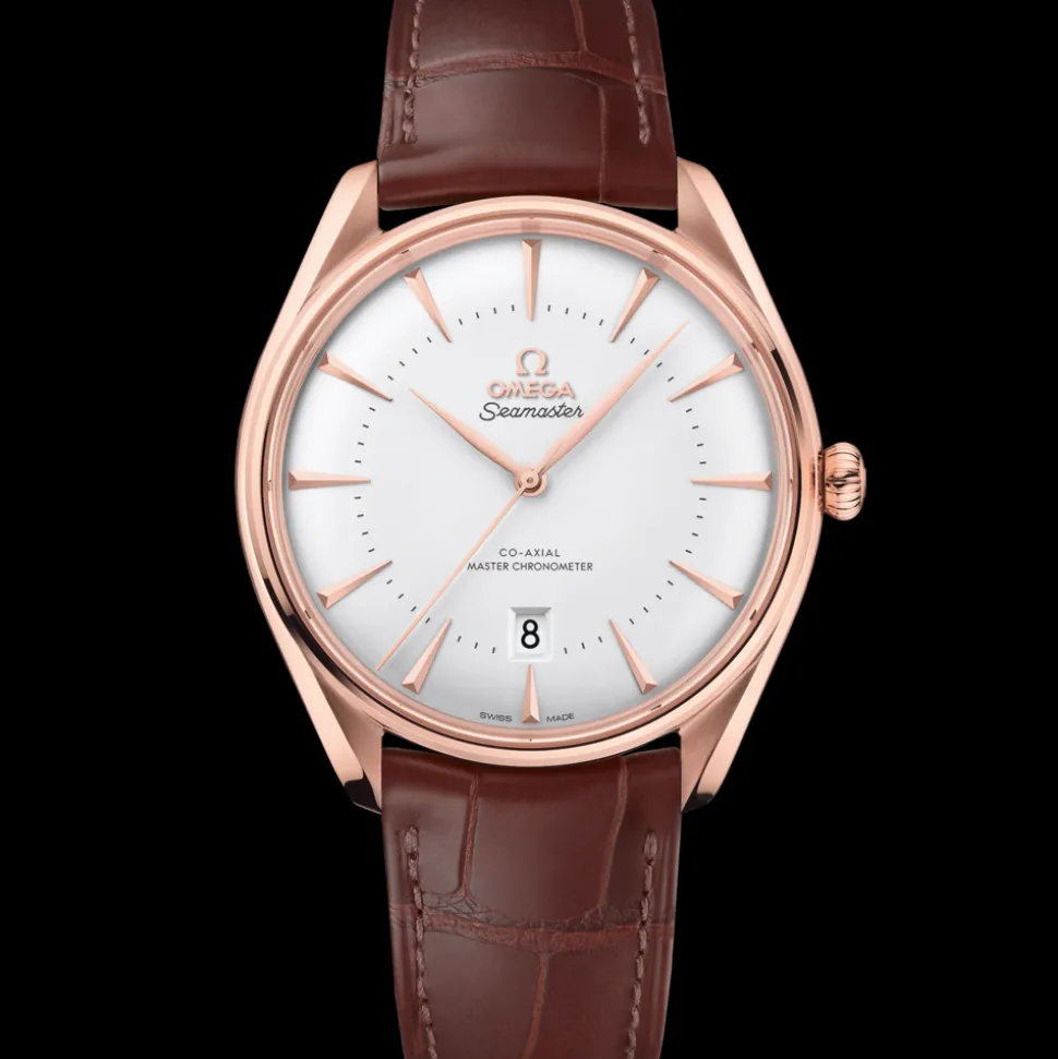 39,5 mm, oro Sedna™ su cinturino di pelle