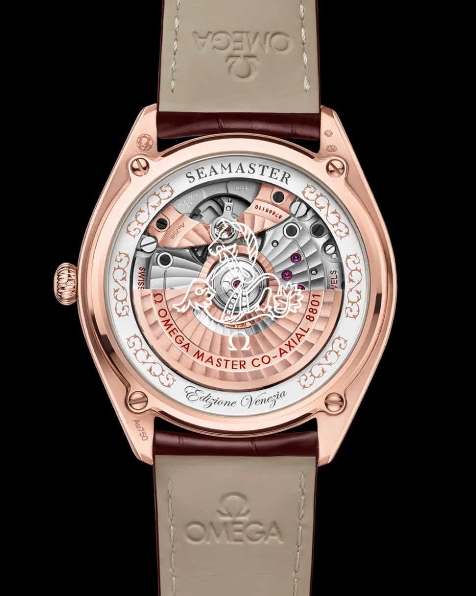 39,5 mm, oro Sedna™ su cinturino di pelle
