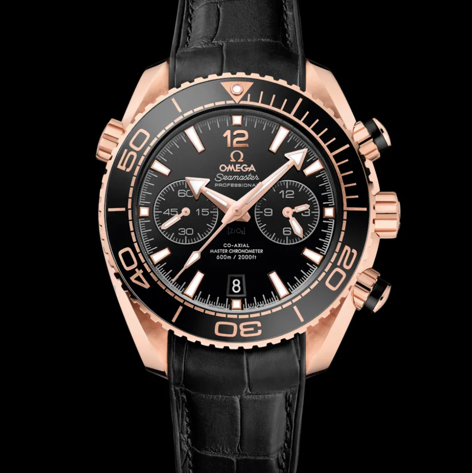 45,5 mm, oro Sedna™ su cinturino in pelle con rivestimento interno in caucciù