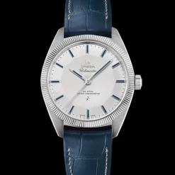 39 mm, platino su cinturino di pelle