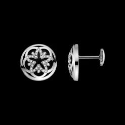 Orecchini, oro bianco 18k, diamanti, onice