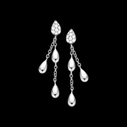Orecchini, oro bianco 18k, diamanti